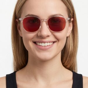 Punase klaasiga sinise valguse prillid õhtuseks kasutamiseks