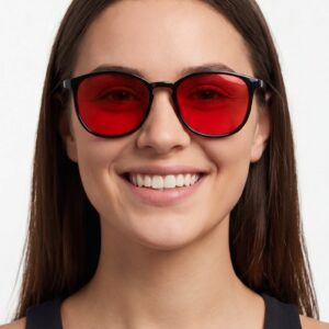 Punase klaasiga sinise valguse prillid õhtuseks kasutamiseks